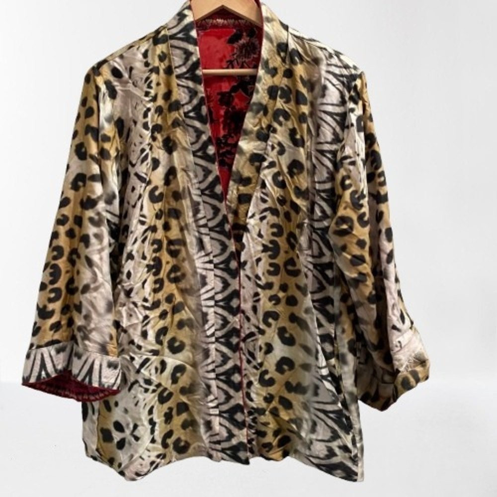 NEW Johnny Was MERHAWI‎ KIMONO Bobcat Reversible Small - Picture 13 of 14
